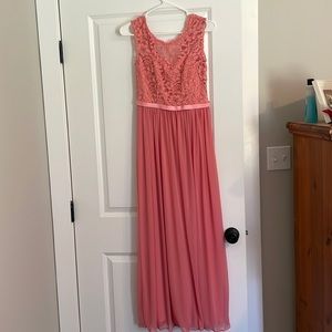 David’s bridal salmon maxi dress with slit